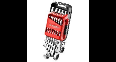 Facom 12-delig Scharnierende Anti-Slip Ringsteeksleutelset met ratel in houder - 467BF.JP12PB