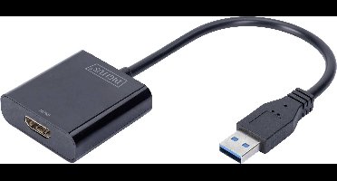 Digitus DA-70841 USB 3.2 Gen 1 (USB 3.0) / HDMI Adapter [1x USB 3.2 Gen 1 stekker A (USB 3.0) - 1x HDMI-bus] Zwart Afgeschermd 15.00 cm