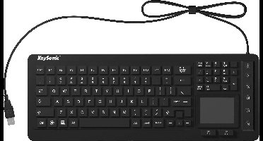 Keysonic KSK-6231 INEL (US) Toetsenbord USB QWERTY, US-Engels Zwart Siliconemembraan, Waterdicht (IPX7), Verlicht, Geïntegreerd touchpad, Muisknoppen