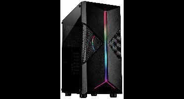 Inter-Tech IT-3306 Cavy Midi - RGB Midi-tower Gaming-behuizing Zwart Zijvenster, Stoffilter, Geïntegreerde verlichting