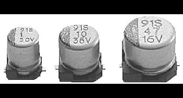 KJ Electronics Elektrolytische condensator SMD 47 µF 35 V/DC 20 % 1 stuk(s) Tape