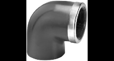 Druk PVC schroefknie 90gr - 16mm x 3/8 - 16 bar