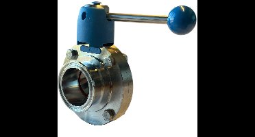 Triclamp koppeling - DIN 32676 - Vlinderklep - Clamp x Clamp - 4" - RVS 316 - Afdichting EPDM - Inch