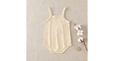 Summer Bodysuit – Luchtig & Comfort – Gebreide Baby Romper Geel / 90 (12–18 maanden) / Witte knop | Educatief Speelgoed