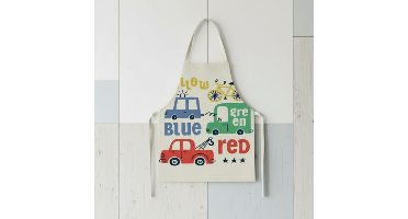 MiniChef™ – Speels & Vlekwerend – Kinder Schort M (5-8 jaar) / Kleur Auto's | Educatief Speelgoed