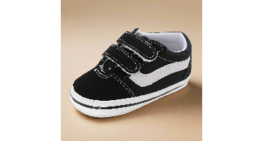 LittleTrend – Schattig & Veilig – Baby Sneakers Zwart-wit / 0-6 maanden | Educatief Speelgoed