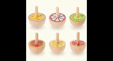 ColorSpin – Houten & Speels – Houten Fidget Tol Fruit (hout-kleur) | Educatief Speelgoed
