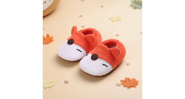 Cute Baby Crib Shoes – Schattig & Comfort – Baby Slofjes Wit-Oranje / 2 (0–6 maanden) | Educatief Speelgoed