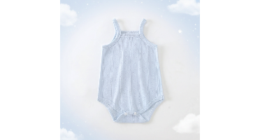 Summer Bodysuit – Luchtig & Comfort – Gebreide Baby Romper Blauw / 73 (6–9 maanden) / Witte knop | Educatief Speelgoed
