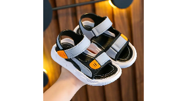 Summer Soft Sole – Comfort & Antislip – Kinder Sandalen Grijs-Oranje / 27 (4–5 jaar 16.5 cm) | Educatief Speelgoed