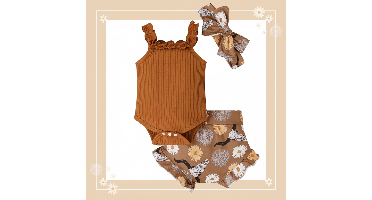 Baby Girl Summer Outfit – Schattig & Luchtig – Baby Kleding Set Bruin / 90 (6–12 maanden) | Educatief Speelgoed