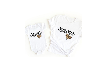 Mini Fashion™ - Mama & Dochter - Matchende Shirt & Romper Wit - Mama / Baby's 30 - (0-3 maanden) | Educatief Speelgoed