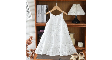 BohoBelle – Elegant & Comfortabel – Jurk met Broderie Details Wit / 120 (4–5 jaar) | Educatief Speelgoed