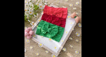 Mini Fashion – Modieus & Zacht – Kinder Strik Haarbanden Bosavontuur (Rood-Groen-Donkerblauw) | Educatief Speelgoed