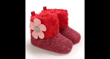 Mini Fashion™ - Altijd Warme Voeten - Kinder Winterschoenen Rood - Roze Bloem / 20 (12-18 maanden) | Educatief Speelgoed