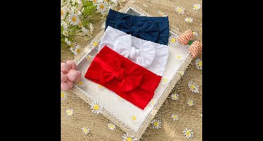 Mini Fashion – Modieus & Zacht – Kinder Strik Haarbanden Klassiek (Rood -Wit - Blauw) | Educatief Speelgoed