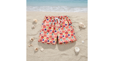 Beach Shorts – Lichtgewicht & speels – Tropisch Kinder Zwembroek Blije Krabben / 110 (4–5 jaar) | Educatief Speelgoed