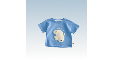 LittlePatch – Cartoon & Leuk  – Kinder T-shirt met Cartoon Patches Blauw / 80 (7–12 maanden) | Educatief Speelgoed
