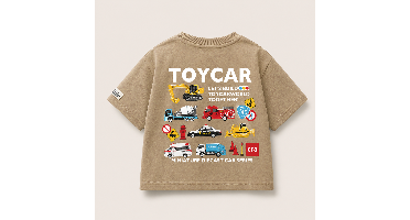 PlayCars – Dagelijkse kleding & Zacht – Kinderkleding Met Auto Print Bruin / 90 (2–3 jaar) | Educatief Speelgoed
