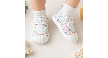 Baby Anti-Slip Shoes – Veilig & Comfort – Kinder Schoenen Polka / Regenboog / 21 (10–15 maanden) | Educatief Speelgoed