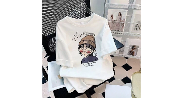 CuteStyle – Trendy & Comfortabel – T-shirt met oversized cartoonprint Wit / 150 (8–9 jaar) | Educatief Speelgoed