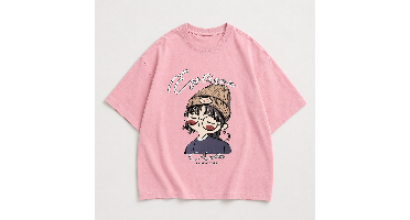 CuteStyle – Trendy & Comfortabel – T-shirt met oversized cartoonprint Roze / 90 (2–3 jaar) | Educatief Speelgoed