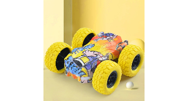 Double Stunt Car™ - Dubbelzijdig Plezier - Speelgoedauto Geel | Educatief Speelgoed