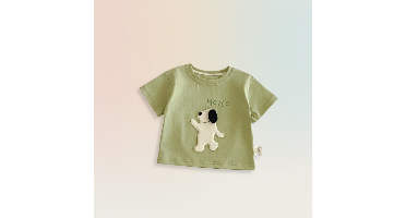 LittlePatch – Cartoon & Leuk  – Kinder T-shirt met Cartoon Patches Groen / 73 (0–6 maanden) | Educatief Speelgoed