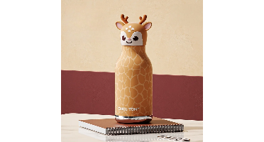 AnimalSip – Schattig & Praktisch – Kinder RVS-Thermosfles met Dierenprint Herten | Educatief Speelgoed