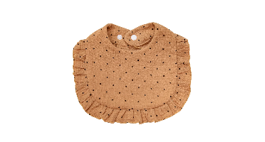 BabyBloom – Schattig & Comfortabel – Baby Slabbetje met Ruffle Rand Karamel Stippen | Educatief Speelgoed