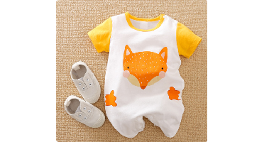 Mini Fashion™ - Comfort Voor Elke Nacht - Pyjama Bodysuit korte mouwen 90 (12-18 maanden) / Vrolijke Vos | Educatief Speelgoed