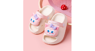 Mini Fashion – Vrolijk & Veilig – Polka Strand Slippers Witte Kat / 140 (18–24 maanden) | Educatief Speelgoed