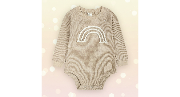 SnuggleHue – Zacht & Comfortabel – Regenboog Baby Rompertje Beige / Regenboog - Korte mouwen / 59 (0–3 maanden) | Educatief Speelgoed