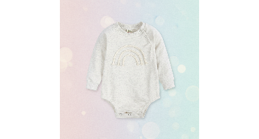 SnuggleHue – Zacht & Comfortabel – Regenboog Baby Rompertje Wit / Regenboog - Korte mouwen / 80 (9–12 maanden) | Educatief Speelgoed