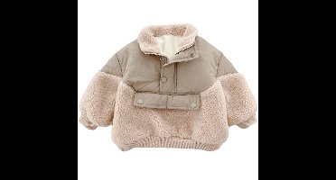 Mini Fashion™ - Super Warm - Fleece Lamswol Jas Khaki / 110 (5 jaar) | Educatief Speelgoed