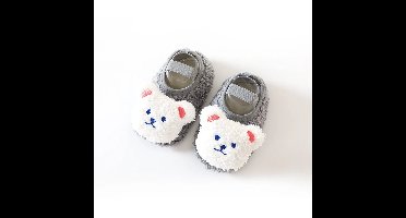 Mini Fashion™ - Warm & Zacht - Kinder Slofjes Grijs Beer / 22 (1-1.5 jaar) | Educatief Speelgoed