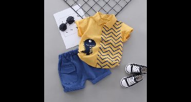 Mini Fashion™ - Overhemd dino met broekje Geel / 100 (3 jaar) | Educatief Speelgoed