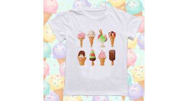 Boys & Girls Summer Tee – Comfort & Speels – Leuke Print Kinder T-shirt Een lekker ijsje / 100 (4–5 jaar) | Educatief Speelgoed