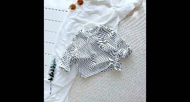 Mini Fashion™ - Geschikt Voor Elk Seizoen - Lange Mouwen Shirt Wit - Zwart / 80 (9-12 maanden) | Educatief Speelgoed