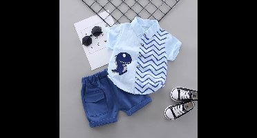 Mini Fashion™ - Overhemd dino met broekje Blauw / 110 (4 jaar) | Educatief Speelgoed