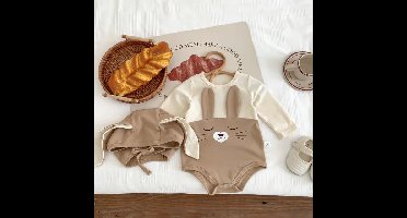 Mini Fashion™ - Comfortabel Katoen - Babysuit Bruin - Lange mouwen / 90 (18-24 maanden) | Educatief Speelgoed
