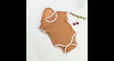 Mini Fashion™ - Leuke Kleurencombinaties - Baby Romper Bruin / 50 (0-3 maanden) | Educatief Speelgoed