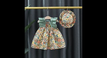 Mini Fashion™ - Schattig Bloemen Ontwerp - Meiden Jurk met hoed Groen / 3 | Educatief Speelgoed