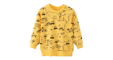Mini Fashion™ - Geweldige Printen - Sweater Geel - Auto / 100 (3 jaar) | Educatief Speelgoed