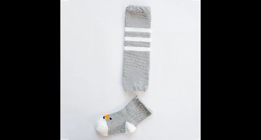 Mini Fashion™ - Babystapjes in style - Beenwarmersetje Grijs/Wit / M (1-3 jaar) | Educatief Speelgoed
