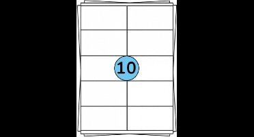 Huismerk A4 Stickervellen voor pakketten en brieven | 105 x 57 mm | Wit - 10 Stickers per Vel - 100 stuks per verpakking