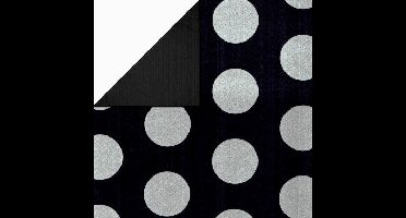 Cadeaupapier - Geschenkpapier - Silver circles in black ribbed 70 cm