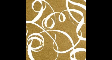 Cadeaupapier - Geschenkpapier - White ribbon on gold 70 cm