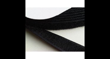 Klittenband 25mm zwart -back to back 25m