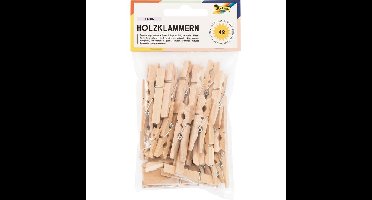 Wasknijper folia 48 stuks drie formaten hout